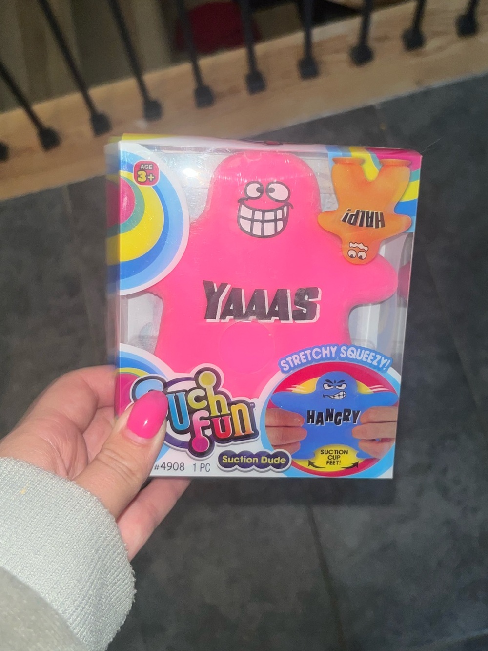 YAAAS Pink Stretchy Squeeze Toy - UCh Fun Suction Dude
